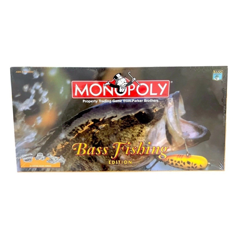 1998 Monopoly Bass Fishing Edition Board Game‎ Hasbro USAopoly FACTORY SEALED